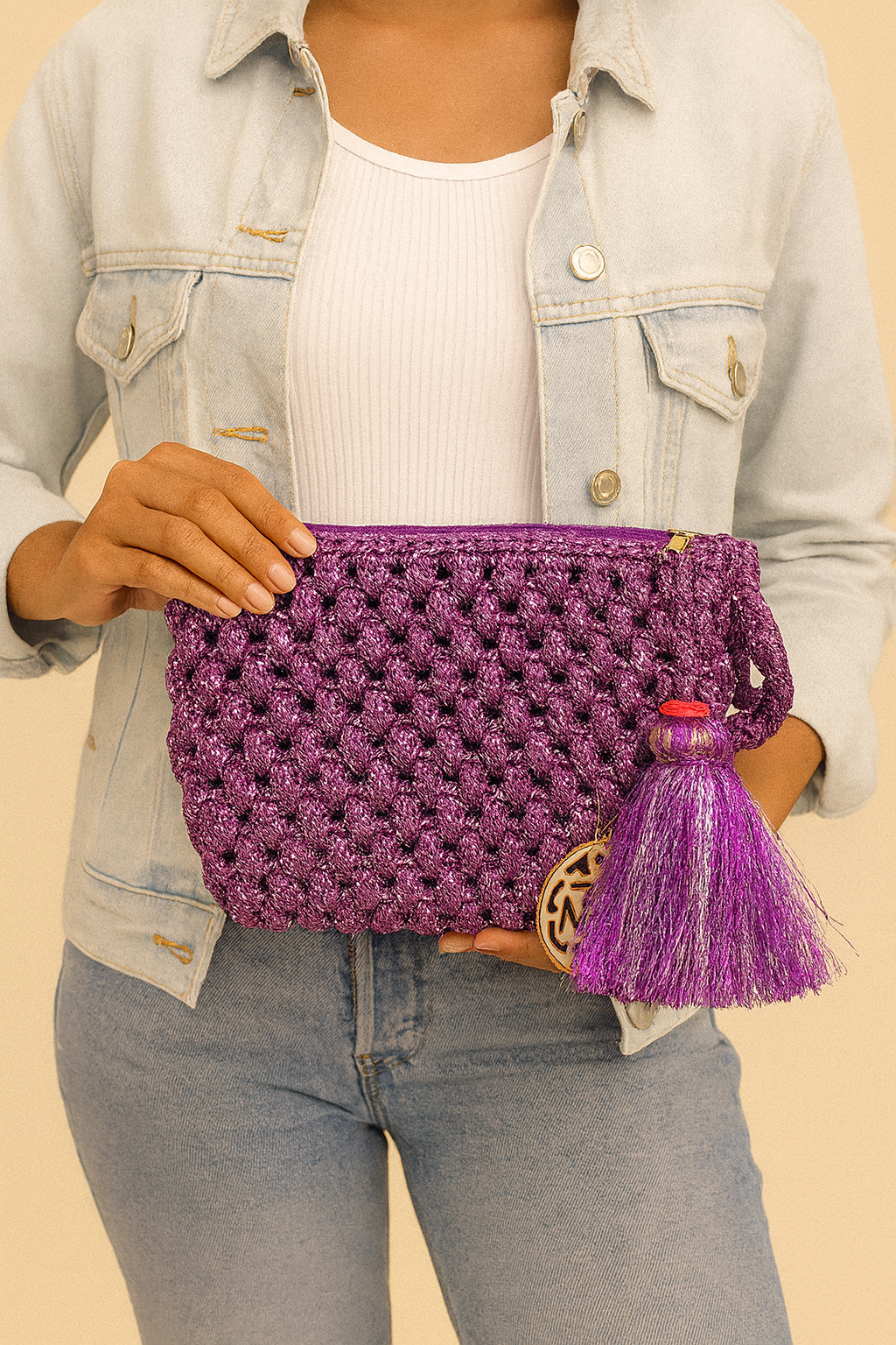 Pochette Lurex con nappa
